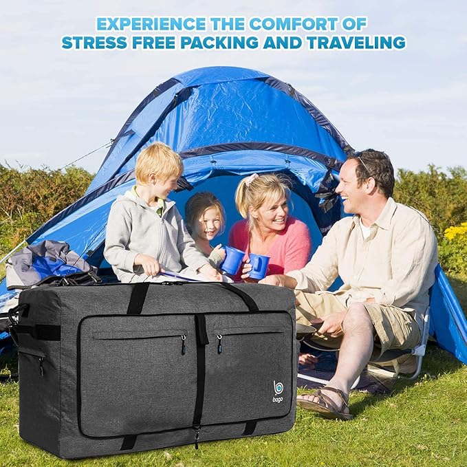 Bago Large Foldable Duffel Bags for Traveling Women & Men - 120L Packable Duffle Bag for Travel