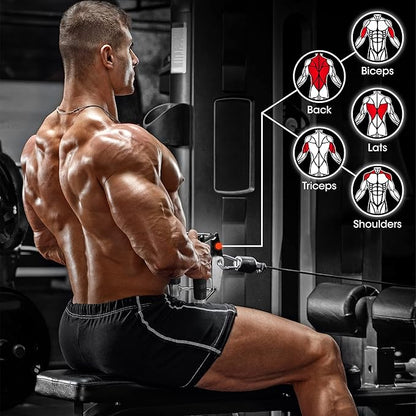 Yes4All Tricep Press Down Cable Machine Attachment Set, LAT Pulldown Attachment, Cable Machine