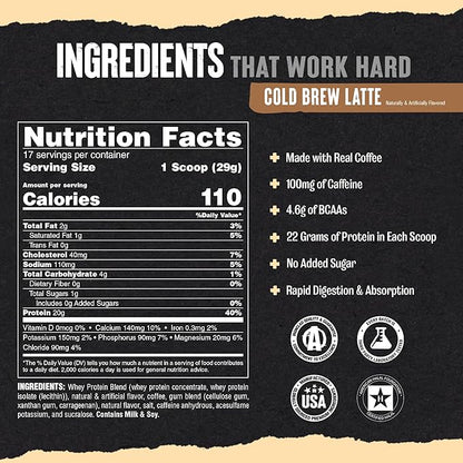 Animal 100% Whey Protein Powder Instant Iced Coffee ??Real Coffee for Preworkout, Post Workout Whey