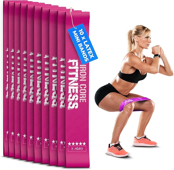 Latex Mini Resistance Bands Sets for Trainers, Bootcamp, Gym for Men and Women in Fun Colors
