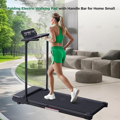 Walking Pad with Handle Bar, Folding Treadmill with Handles for Home Small Spaces, Compact Walking