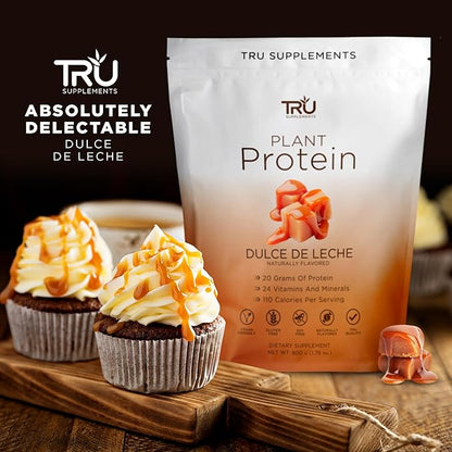 TRU Supplements Plant Based Protein Powder, BCAA, EAA, 20g Vegan Brown Rice & Pea Protein, 100