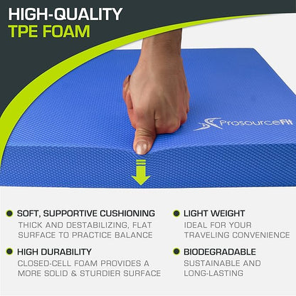 ProsourceFit Exercise Balance Pad ??Non-Slip Cushioned Foam Mat & Knee Pad for Fitness and