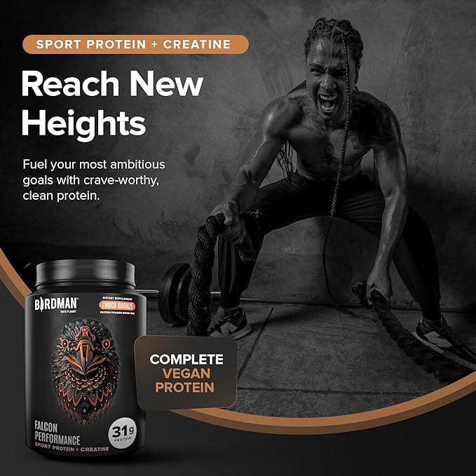 Falcon Performance Vegan Protein Powder, 31g Protein, 5g Creatine, 5g BCAA, Probiotics