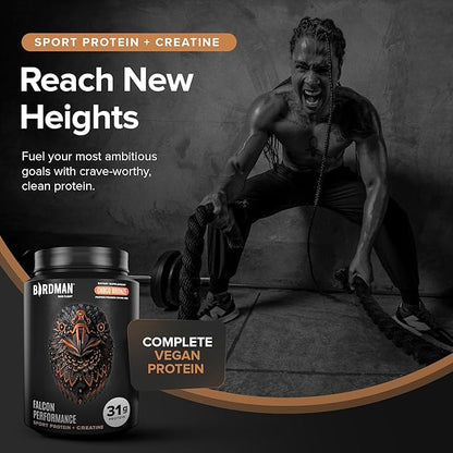 Falcon Performance Vegan Protein Powder, 31g Protein, 5g Creatine, 5g BCAA, Probiotics