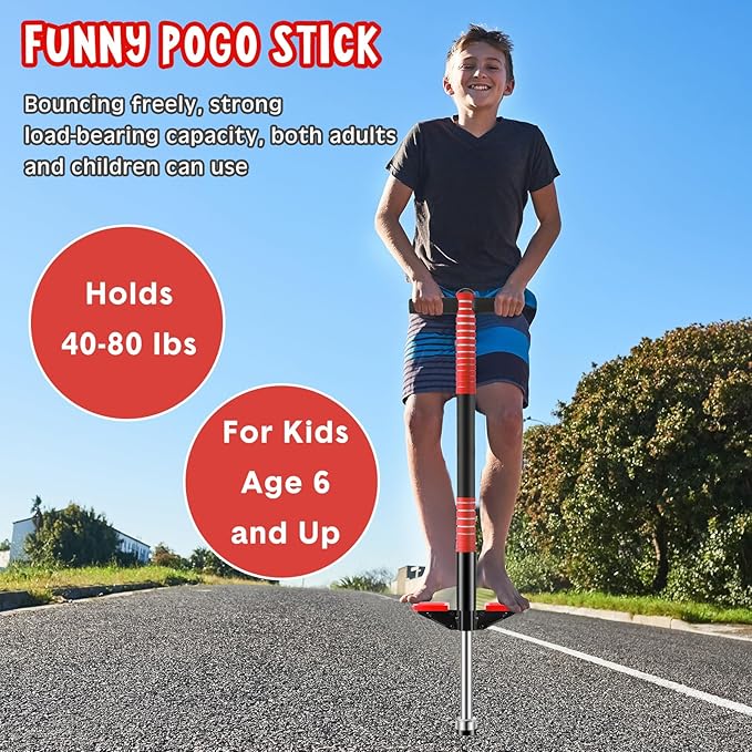 Leitee 2 Pack Pogo Stick for Kids Age 6 and Up, Suitable for 40-80 lbs, Soft Foam Jump Stick, Pogo