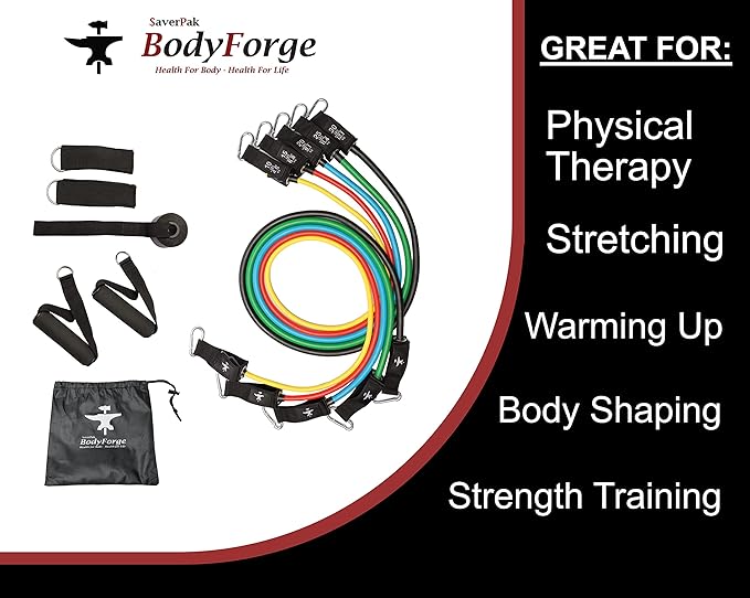 BodyForge Resistance Bands, Exercise Bands，Resistance Bands for Working Out, Work Out Bands with