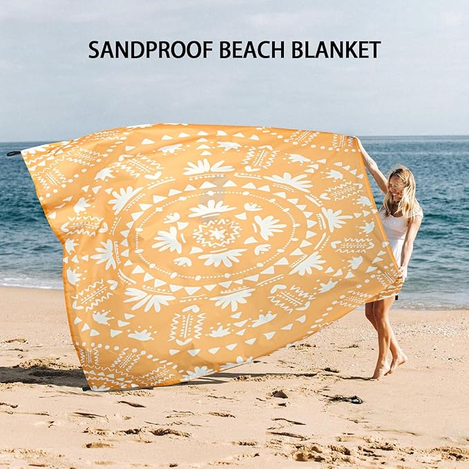 110''×118'' Extra Large Sandproof Beach Blanket 4-8 Adults, Waterproof Foldable Picnic Blankets