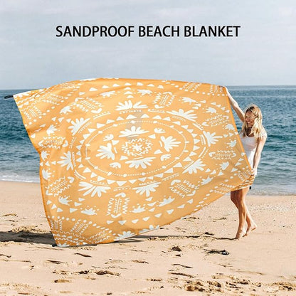 110''×118'' Extra Large Sandproof Beach Blanket 4-8 Adults, Waterproof Foldable Picnic Blankets