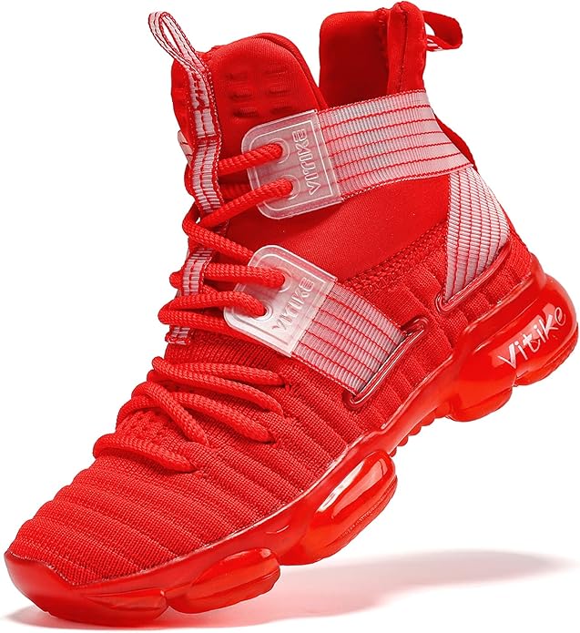 VITUOFLY Kids Basketball Shoes Boys Air Cushion Sneakers Girls Mid Top School Hoops Shoes Non-Slip