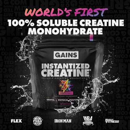 Gains in Bulk Instantized Creatine Monohydrate for Women and Men, Soluble Pre Workout Powder