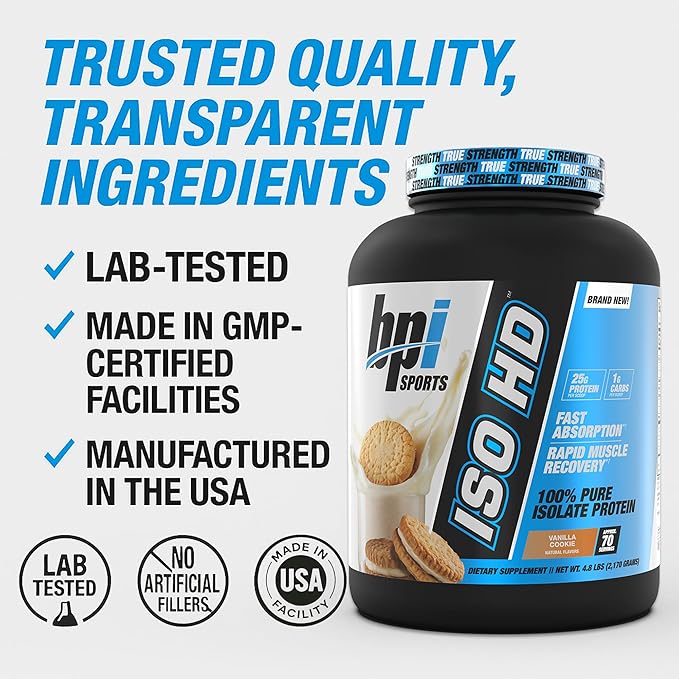 BPI Sports ISO HD Isolate Protein Powder ??100% Whey Isolate, Protein Powder for Muscle Gain