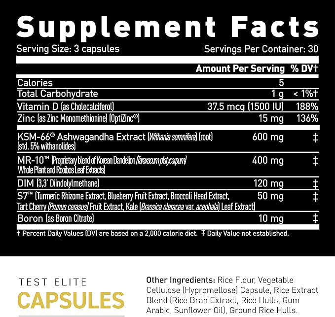 Kaged Test Elite Capsules | Unflavored | Testosterone Booster Ferodrox | Premium Hormone Managment