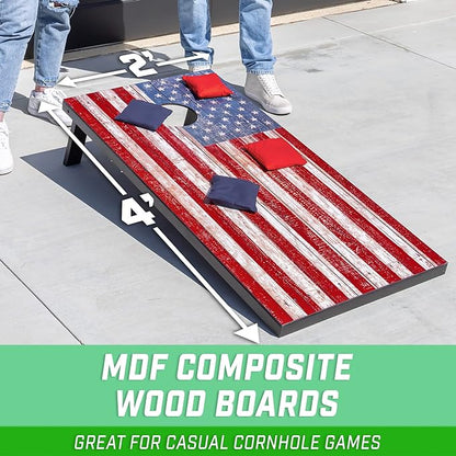 GoSports Portable Cornhole Sets, 8 Styles – Choose 4 x 2 ft or 3 x 2 ft - Boards Include 8 Bean
