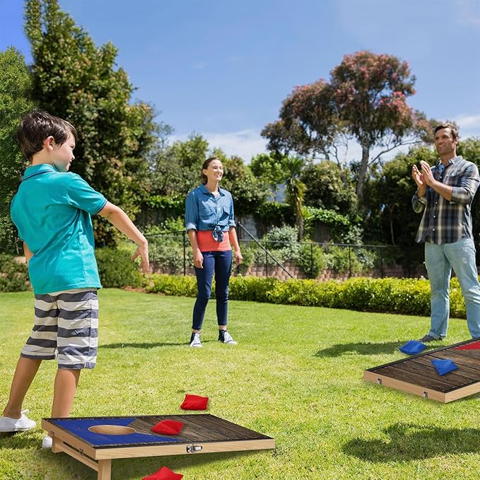 Portable Cornhole Board Set with Bean Bags 2 ft x 1 ft or 3 ft x2 ft or 10.16 * 5.04 Inch Foldable