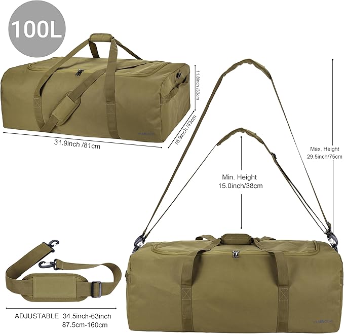 Large Duffle Bag for Travel, 100L Travel Bags for Men Extra Large Duffel Bag Water & Tear Resistant