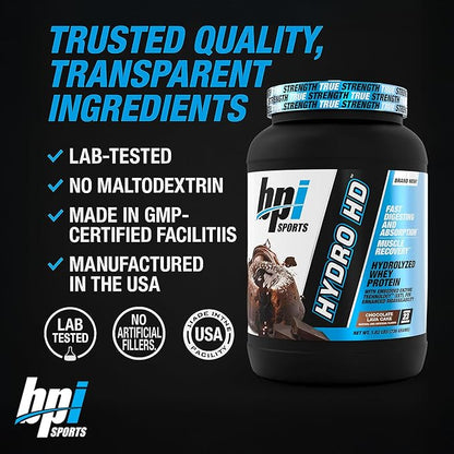 BPI Sports Hydro HD - 100% Hydrolyzed Whey Protein Powder - Muscle Growth, Recovery, 25g of