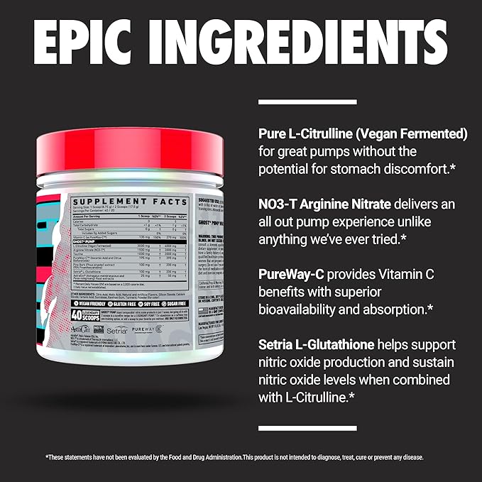 GHOST Pump Nitric Oxide Powder, Pineapple - 40 Servings - Sugar-Free & Stim-Free Pre-Workout
