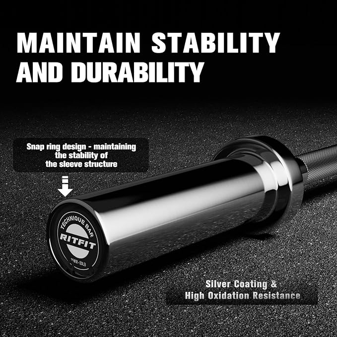 RITFIT Olympic Barbell 4ft/4.8ft/6ft - 2 Inch Weight Bar for Strength Training, Weightlifting