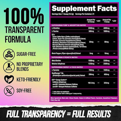 ALPHA LION Superhuman Pre Workout Powder, Beta Alanine, L-Taurine & Tri-Source Caffeine for