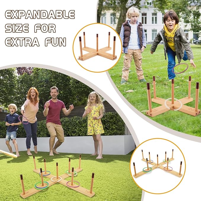 Ring Toss Game Outdoor - 33" Extra Large Outdoor Games for Adults and Family, Beechwood Giant