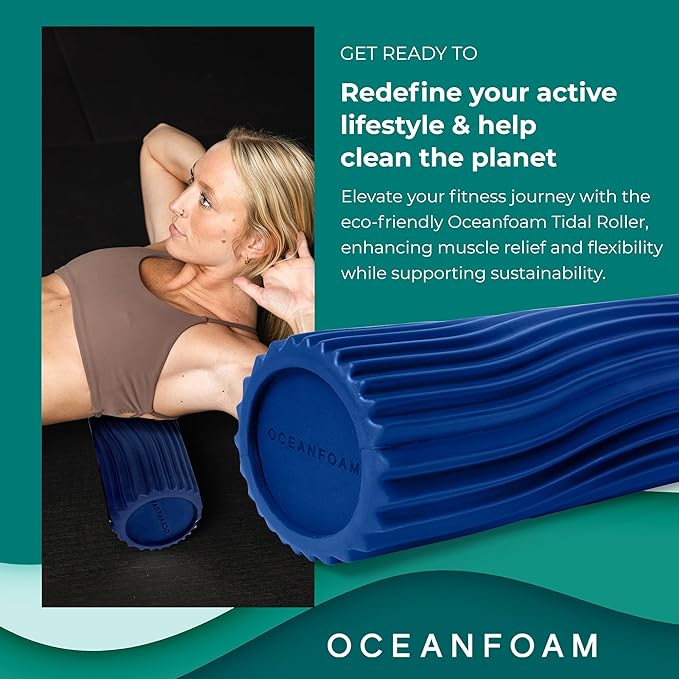 Oceanfoam Tidal Roller - Royal Blue - Muscle Massage Foam Roller for Back Pain & Stretching - Firm
