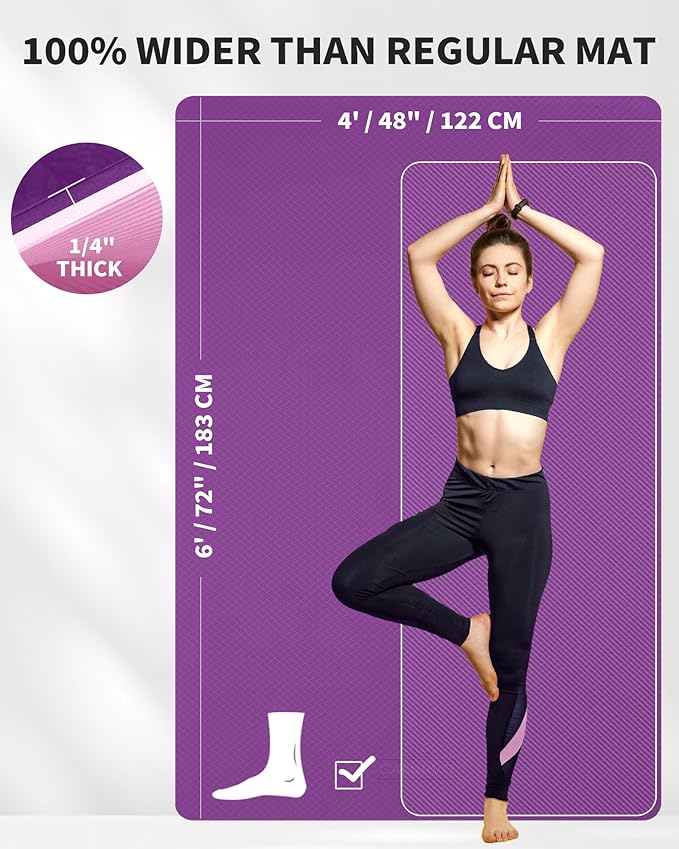CAMBIVO Large Yoga Mat (6'x 4'), Extra Wide Workout Mat for Men and Women, Yoga Mat Thick 1/3 &1/4