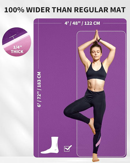 CAMBIVO Large Yoga Mat (6'x 4'), Extra Wide Workout Mat for Men and Women, Yoga Mat Thick 1/3 &1/4