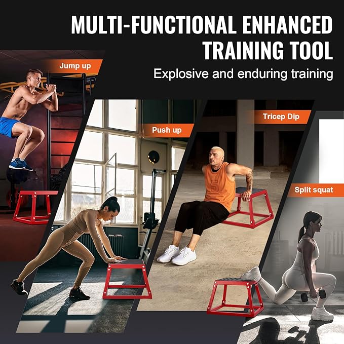 VEVOR Plyometric Jump Box, 18 Inch Plyo Box, Steel Plyometric Platform and Jumping Agility Box