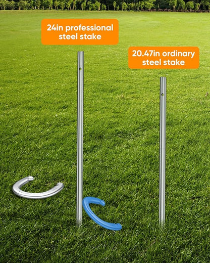 NQV Horseshoe Outdoor Game Set ?“Horse Shoe Game Kit,Sports Horseshoes Sets, Includes 4 Steel