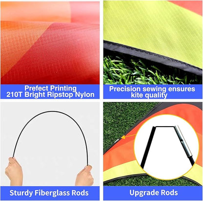 3 Pack Delta Kite Set for Adults and Kids, Single Line Beach Kites for Boys & Girls, Three Handle