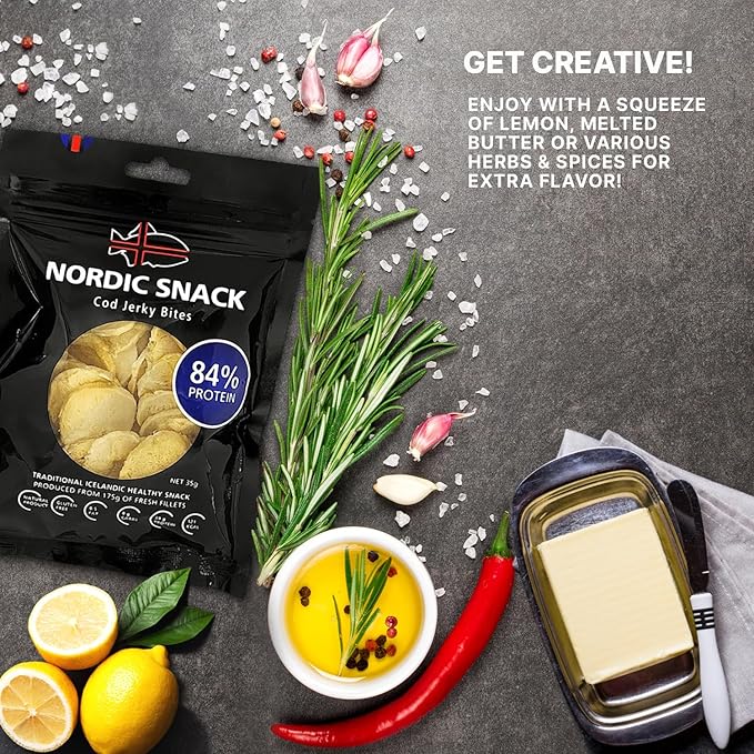 Nordic Catch Freeze Dried Cod Bites - High Protein Crisps Made From Wild-Caught Icelandic Cod Fish