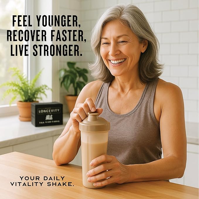 WILD SOCIETY Longevity Shake - Anti Aging Supplement - Protein Powder for Muscle Retention &
