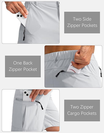 Pudolla Men's Hiking Cargo Shorts 9" Lightweight Outdoor Work Shorts for Men Travel Golf Camping