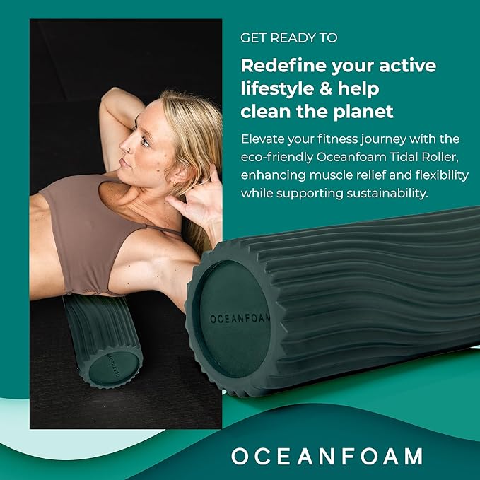 Oceanfoam Tidal Roller - Hunter - Muscle Massage Foam Roller for Back Pain & Stretching - Firm and