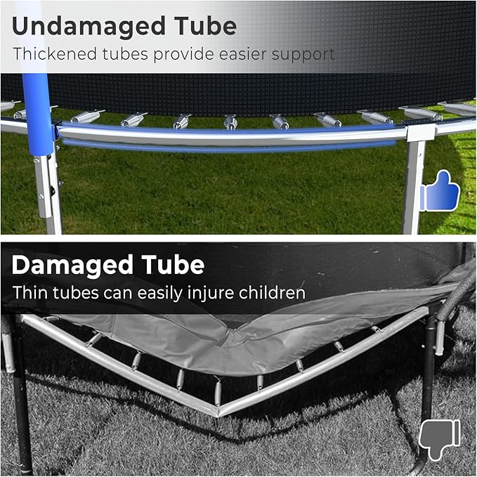 Upgraded 16FT 15FT 14FT 12FT 10FT 8FT Trampoline Outdoor with Basketball Hoop and Net, Capacity for