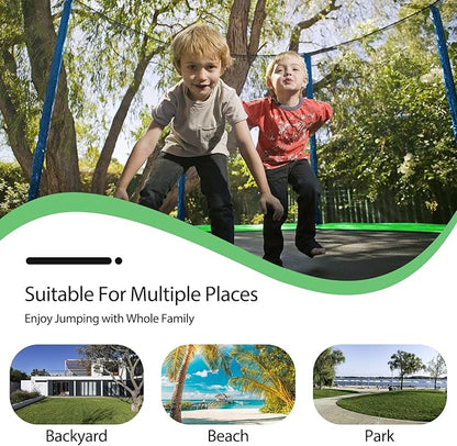 12FT 14FT Trampoline with Slide and Swings, ASTM Approved Outdoor Trampoline with Basketball Hoop