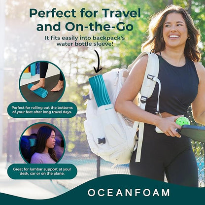 Oceanfoam Ripple Travel Foam Roller (11" x 3.35") Firm Mini Foam Roller for Physical Therapy, Deep