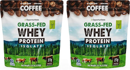Opportuniteas Grass Fed Coffee Whey Protein Isolate Powder - 27g Protein Powder Without Artificial