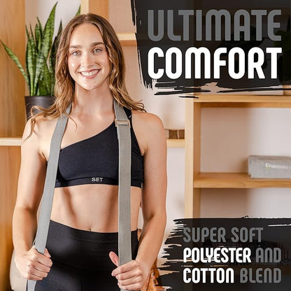 Gradient Fitness Yoga Strap, Friction-Less Easy-Feed Buckle, Super Soft Cotton/Polyester Blend