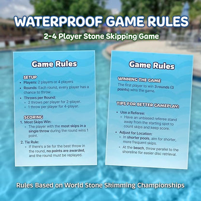 Soft Stone Skippers Game – Fun Pool Toys for Kids All Ages - 4 Pack Water Skipping Discs Set – Best