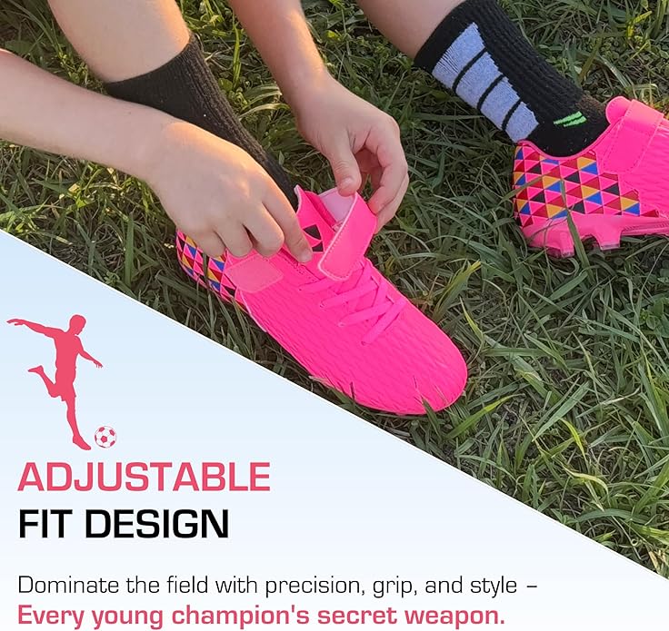 Soccer Cleats for Kids & Youth | Lightweight Football Shoes for Firm Ground | Durable Girls & Boys