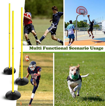 TNZMART 4.9FT Training Agility Poles Set Detachable Soccer Training Sticks Slalom Poles with 10