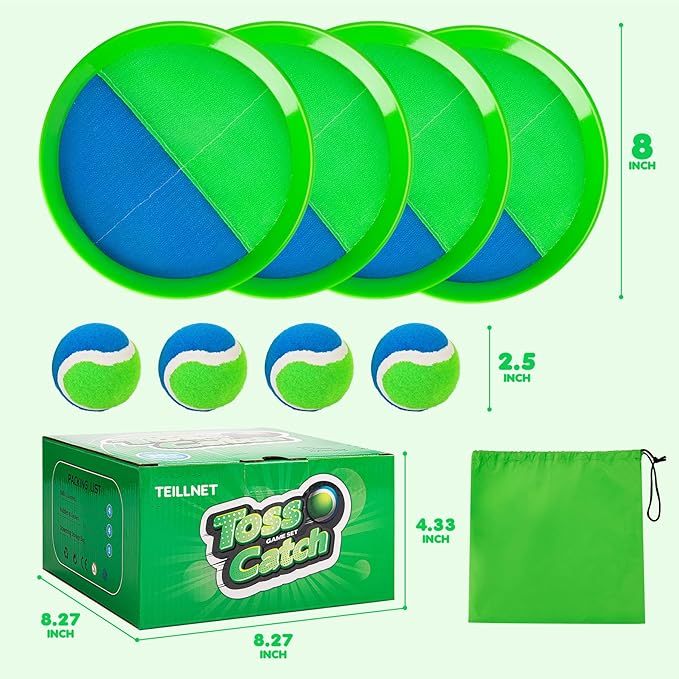 Toss and Catch Ball Set Upgraded - Kids Toys Outdoor Games for Whole Family - Water-Resistant Great