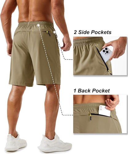TACVASEN Men's Running Athletic Shorts 9" Quick Dry Workout Gym Shorts Lightweight Summer Shorts 3