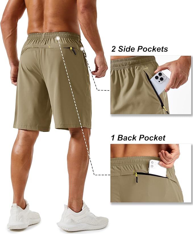 TACVASEN Men's Running Athletic Shorts 9" Quick Dry Workout Gym Shorts Lightweight Summer Shorts 3