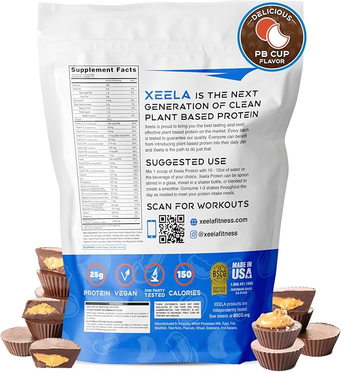 XEELA Plant Based Vegan Protein Powder - Independently Tested - 25g High Protein, Pea Protein for