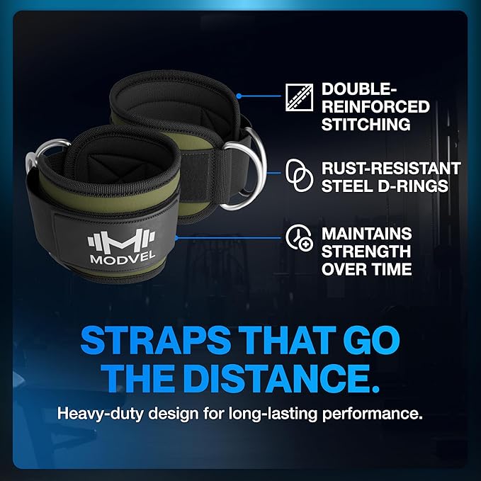 Modvel Gym Ankle Strap for Cable Machines ??Glute & Leg Kickback Ankle Straps for Gym Workouts