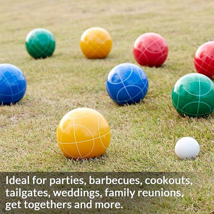ApudArmis Bocce Balls Set, Outdoor Family Bocce Game for Backyard/Lawn/Beach - Set of 8 Poly-Resin