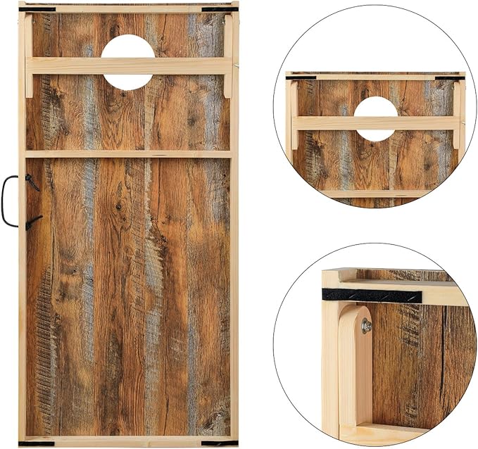 Solid Wood Premium Corn Hole Outdoor Game Set, 2 Regulation and Waterproof Cornhole Game Boards
